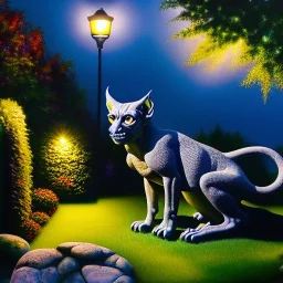 Ultra detailed fullbody Portrait in oil on canvas of stone Nightcrawler gargoyle on Garden,intense stare,extremely detailed digital painting, extremely detailed face,crystal clear Big glowing eyes, mystical colors ,perfectly centered image, perfect composition, rim light, beautiful lighting,masterpiece,8k, stunning scene, raytracing, anatomically correct, in the style of robert e howard and Ken Kelley and Ohrai Noriyoshi and Simon Bisley and tomzj1