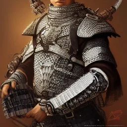 portrait,"Insanely detailed photograph of an armored mariachi warrior with sword", intricate chainmail charo,detailed Sombrero, intricate D20 buttons, digital painting, artstation, concept art, smooth, sharp focus, illustration, art by artgerm and greg rutkowski and alphonse mucha, 8 k