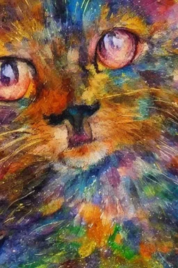 watercolor painting, happy cat, bright color,