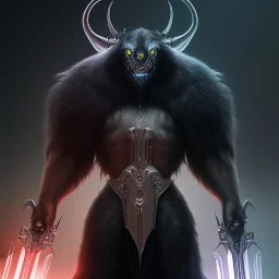 BEAST IN BLACK - Rendezvous,dark figure with scythe, full body, glowing eyes, grey mist, light rays, torch, cute glassy eyes