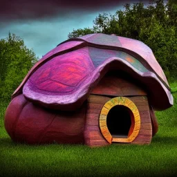 A turtle house, with an oversized pennydart, deviantart, Photorealistic, polychromatic, geometric, filmic, complex, Photography, Nikon D850, HDR, 64 megapixels, IMAX, 8k resolution