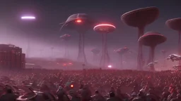 a crowd enjoys watching our alien overlords attack major cities