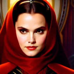 portrait of beautiful busty Padmé Amidala painting by Brom , oil on canvas, cinematic composition, extreme detail,fit full head inside picture,8k