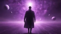 matrix universe, space, planets, god creation walking on light, purple