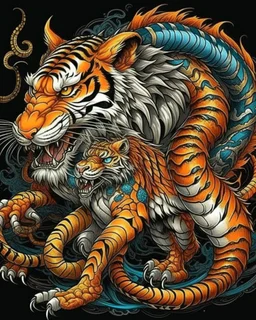 Combination of dragon and tiger