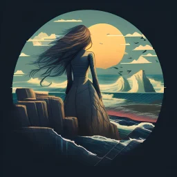 Arafed woman standing on a cliff looking at the ocean generative ai