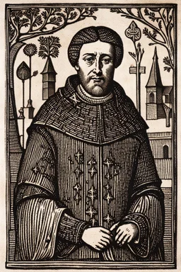 A woodcut image featuring Robert of Loxley