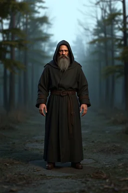 russian monk for a horror , 3d model for a videogame, template, full-length, front face, model, 3d