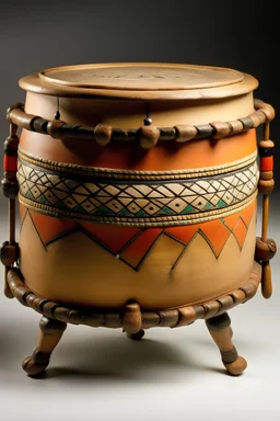 A traditional drum with legs and arms dancing