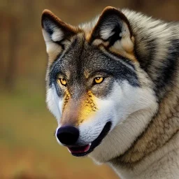 Black red and yellow wolf