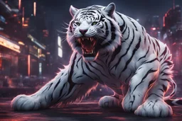 Venom beast in 8k anime cgi artstyle, white tiger them, warrior beast, neon effect, close picture, full body, apocalypse, intricate details, highly detailed, high details, detailed portrait, masterpiece,ultra detailed, ultra quality