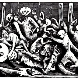 The Veggie Tales Massacre, woodcut