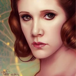 [[extrem stunning photorealistic Carrie Fisher as Princess Leia]] :: [[photorealistic brown eyes, short hair, head and shoulders portrait, 8k resolution photorealistic portrait by Greg Rutkowski, Artgerm, WLOP, Alphonse Mucha, dynamic lighting, hyperdetailed, intricately detailed, triadic colors]]