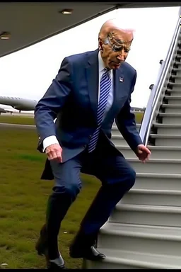 biden stumbling down the steps to air force one dressed as Dumbledore from Harry Potter