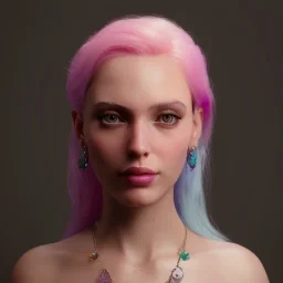 Portrait of beautiful girl,rare colorful gems, surreal max detail 8k