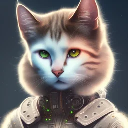 Cyberpunk Portrait of cat child with brown hair and with cute face, north pole snowy vibe , perfect composition, hyperrealistic, super detailed, 8k, high quality, trending art, trending on artstation, sharp focus, studio photo, intricate details, highly detailed, by greg rutkowski