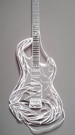 electric guitar, paper cut art work, kirigami