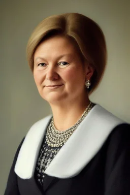 Pretty Portrait of a rich socialdemocratic norwegian female president in 2068