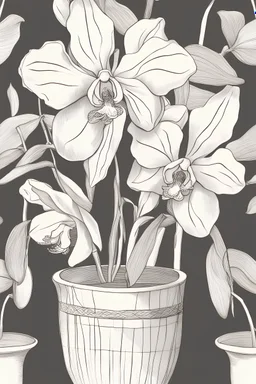 Envision a central, detailed drawing of an orchid in a decorative pot. From this pot, draw lines radiating outward like sun rays. At the end of each line, sketch an orchid petal. Inside each petal, write a self-care activity. As you complete activities, shade in the petals.