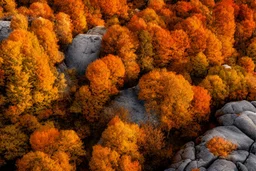 Big rocks, clouds, autumn trees, Photography, hd 4k, ultra realistic