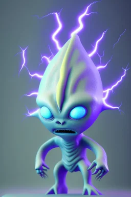 Lightning alien ,soft pastel, high definition, 3d icon clay render, blender 3d