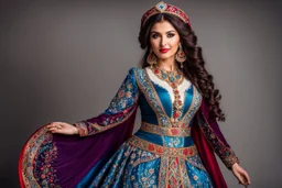 very beautiful lady in azerbaijani costum standing