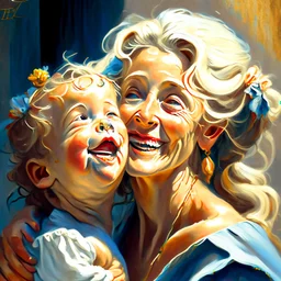 sketch, laphrodite, mature woman with child, big smile, open mouth, botticelli style, beautiful, big eyes, blonde hair, renaissance, bouguereau style Modifiers: digital painting elegant cinematic lighting very attractive beautiful dynamic lighting 4K 3D crisp quality hdr Michelangelo Alphonse Mucha wet on wet watercolor