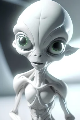 Anime alien character with medium size, white and pretty as an alien