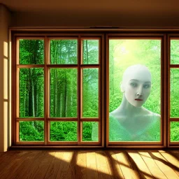 face with painting of open window and forest view covering entire face, 8k resolution, high-quality, fine-detail, intricate, digital art, detailed matte, volumetric lighting, illustration, octane render,