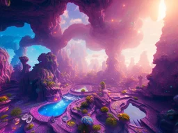 crystal cosmic and galactic tunnel ambiance sky rocks sunny pool surreal, full of details, smooth, bright sunshine，soft light atmosphere, light effect，vaporwave colorful, concept art, smooth, extremely sharp detail, finely tuned detail, ultra high definition, 8 k, unreal engine 5, ultra sharp focus