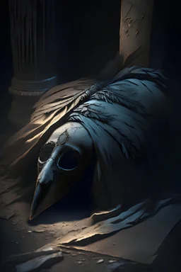 ((An ancient relic from a longlost civilization preserved for centuries in wrappings of delicate linen a mummy lies silently in its tomb its body desiccated and shriveled its oncevibrant features now frozen forever in time)), dark and moody, with intense contrast and warmly lit eyes that give a hint of hope, detailed feathers, Digital painting, Artstation, Matte, Sharp focus, Illustration, Art by loish and ross tran and artgerm, Trending on deviantart.