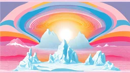 שיפור רזולציה 5120 × 2880 העבר לסיגנון POPART צבעוני The illustration of a fantastical ice kingdom, envisioned as if pulled from the pages of a fairy tale, has been created. It's set in a wide-format pop art style, vibrant and colorful, capturing the mesmerizing beauty of an imaginary realm made of ice.
