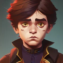 Portrait of a handsome brown haired little warlock kid by Nick Harris