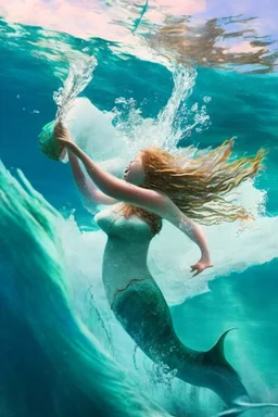 throwing a girl mermaid into the ocean