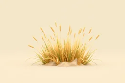 Isolated concept art of low poly stylized alien dry grass on a plain neutral background. Simple low-poly design with minimal details,