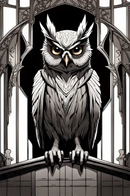 Reference, Semi-Realistic, Anthropomorphic Owl, Male, Gothic Style, Full Body, Dark Colors, Human Body