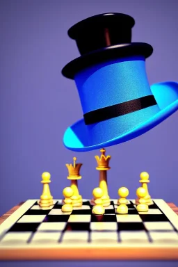 large hairy blue spider wearing a top hat and playing chess, photorealistic, blender render, wide angle lens, 4k, two birds, jungle,