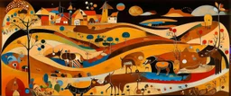 Brown semi-desert grounds with animals painted by Wassily Kandinsky