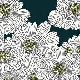 seamless cosmos floral designs line art, aesthetic, realistic