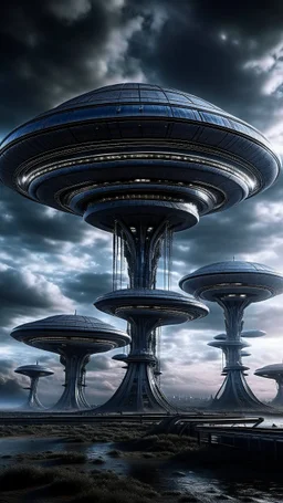 futuristic base of aliens in the sky