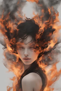 "A captivating digital art piece portraying a woman with burning edges, creating a surreal and mesmerizing visual experience, (captivating digital art portraying woman with burning edges:1.4), (surreal and mesmerizing visual experience:1.5), (captivating and fiery ambiance:1.3)