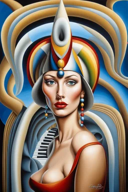 Woman, fantasy style by artist "Catherine Abel" highly detailed elegant beautiful crisp quality, colourful, by artist "Salvador Dali", Renaissance, by artist "Jean Bapiste Sponge"