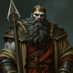 A large grey-skinned goliath nobleman with a renaissance style fantasy grimdark realistic