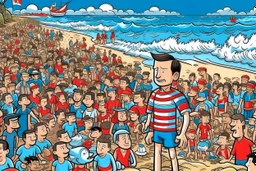 where's Wally but with elon musk big image beach