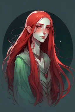 pale moon elf red long hair