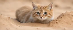 sand cat in burrow