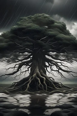 An image of a tree with deep roots, standing tall amidst a storm. this picture depicts resilience as the foundation that helps us weather the storms of fear.