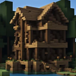 Minecraft House With Oak planks and 4 floors and a Mine