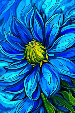 una flor azul al estilo de vangh gogh