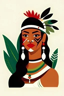 brazil indigenous woman,Vector minimal style,